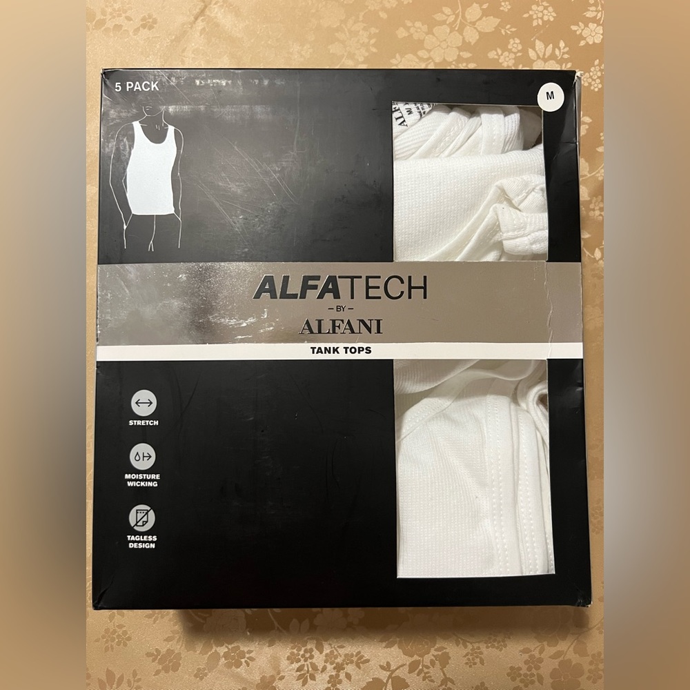 NWT Alfani Men's 5-Pk Moisture-Wicking Solid Tanks